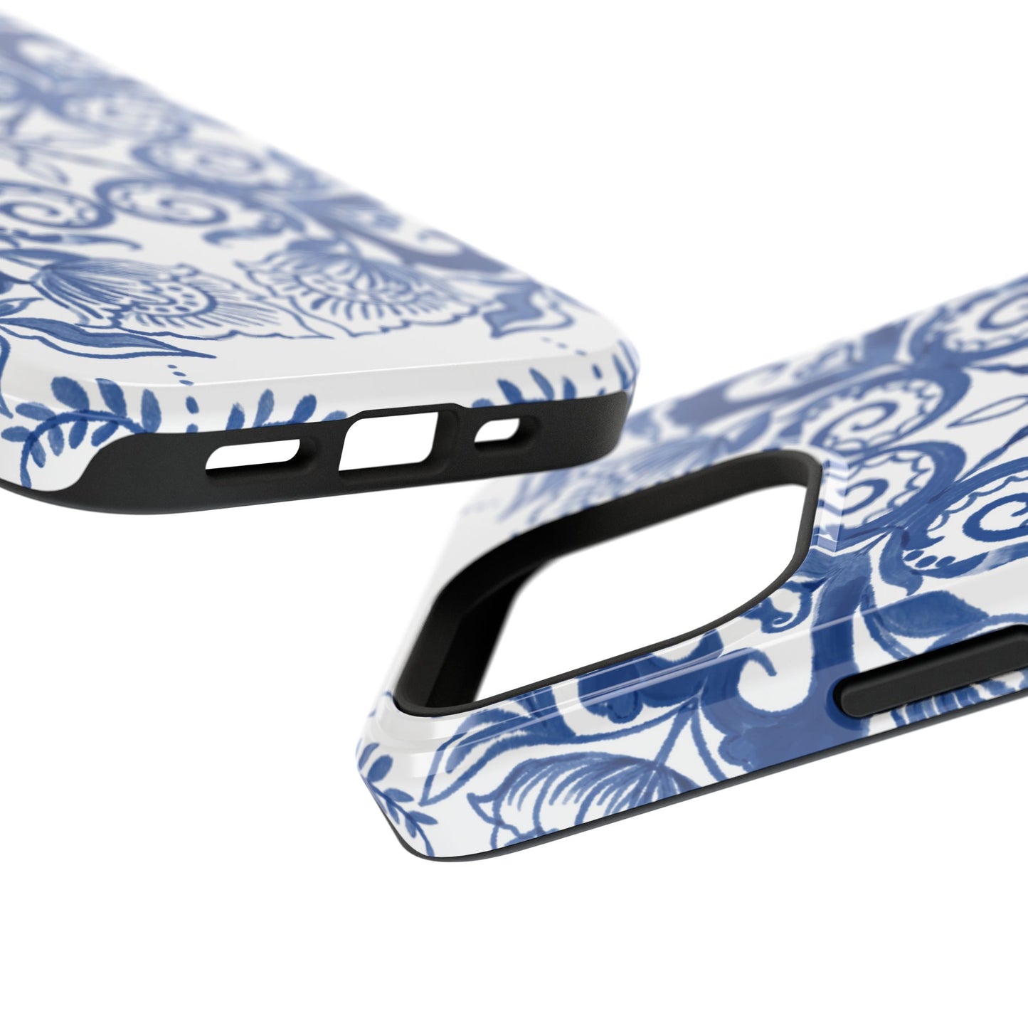 Blue Vintage Floral Impact-Resistant Phone Case