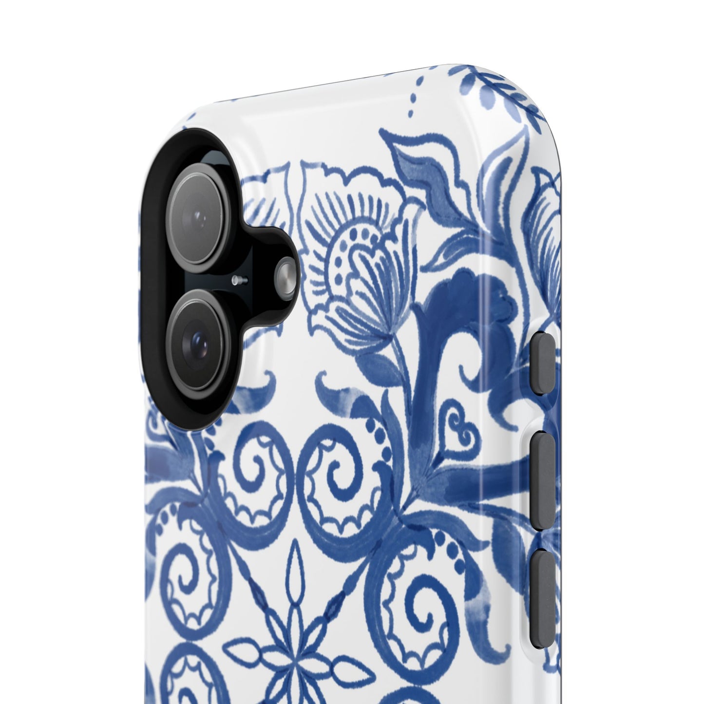 Blue Vintage Floral Impact-Resistant Phone Case