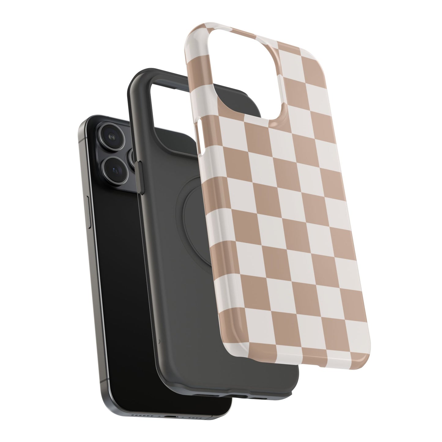 Neutral Checkered Impact-Resistant Phone Case
