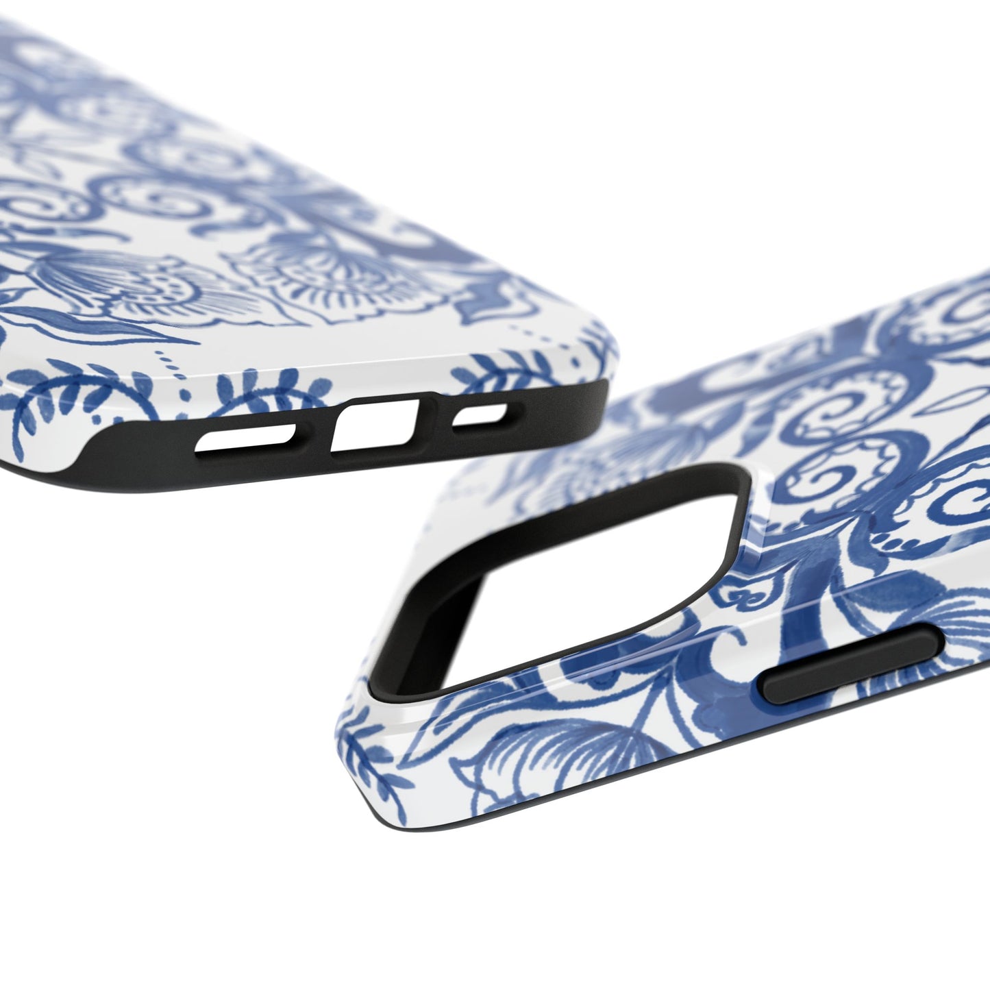 Blue Vintage Floral Impact-Resistant Phone Case