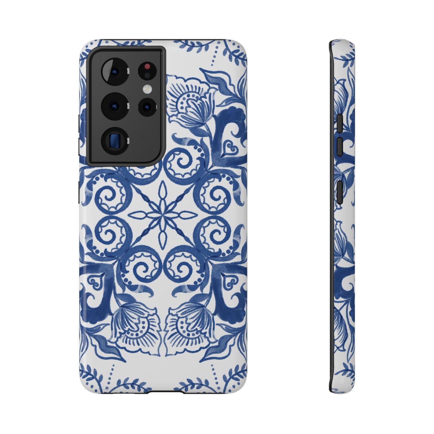 Blue Vintage Floral Impact-Resistant Phone Case