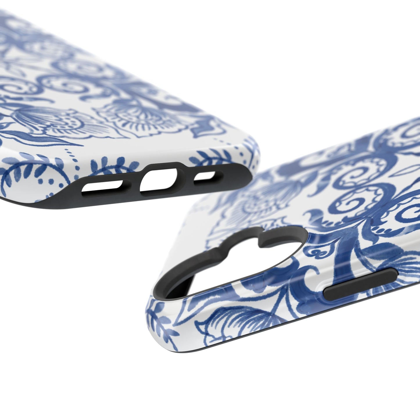 Blue Vintage Floral Impact-Resistant Phone Case
