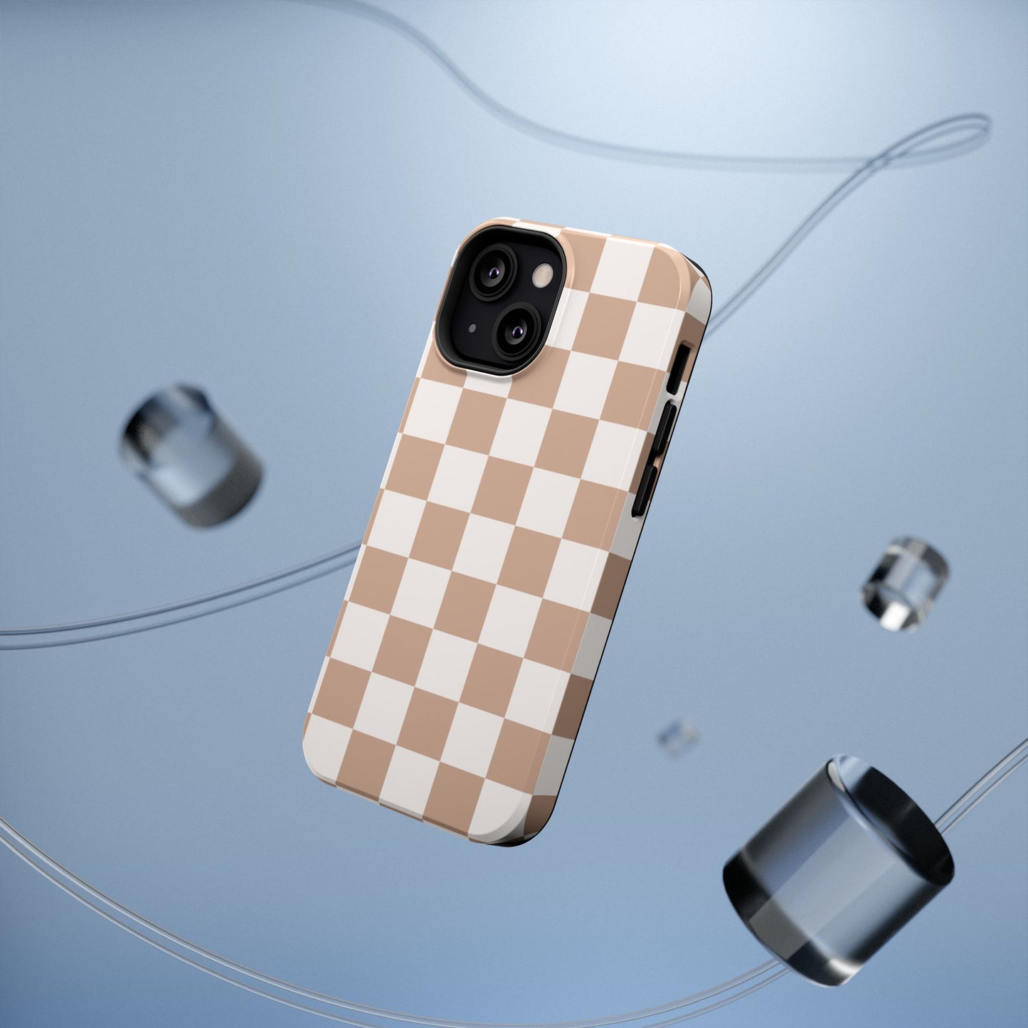 Neutral Checkered Impact-Resistant Phone Case