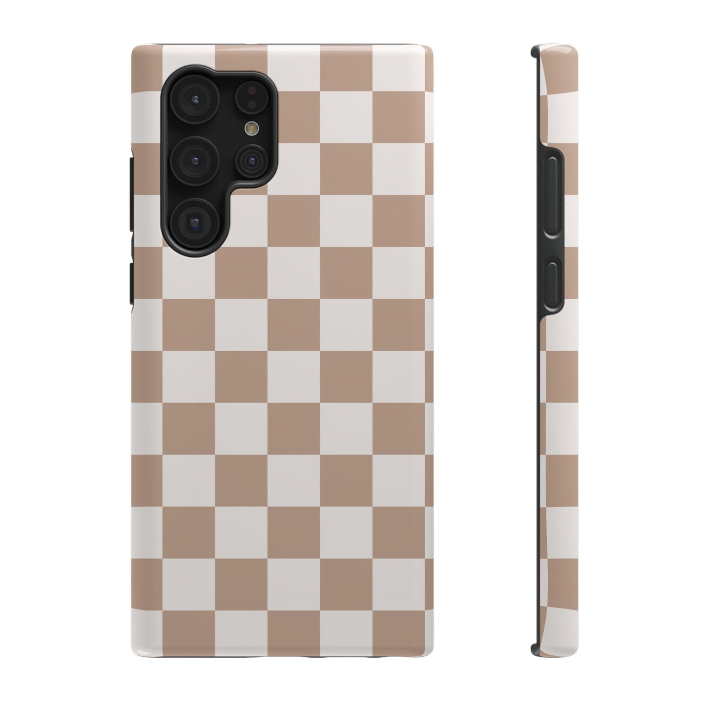 Neutral Checkered Impact-Resistant Phone Case