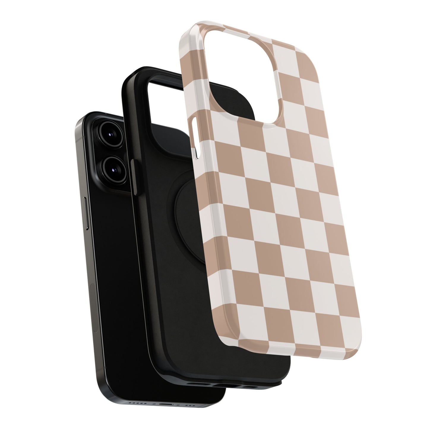 Neutral Checkered Impact-Resistant Phone Case
