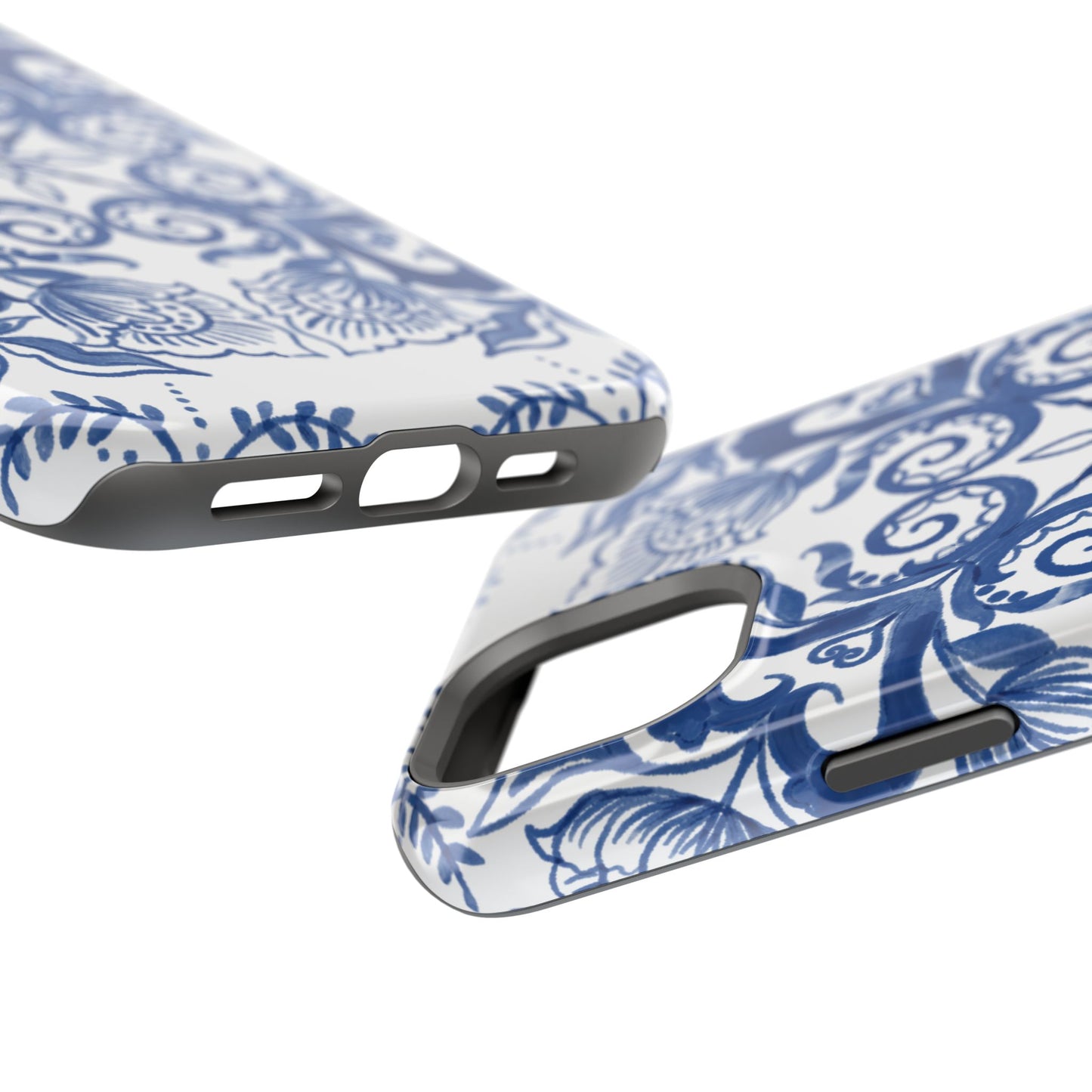 Blue Vintage Floral Impact-Resistant Phone Case