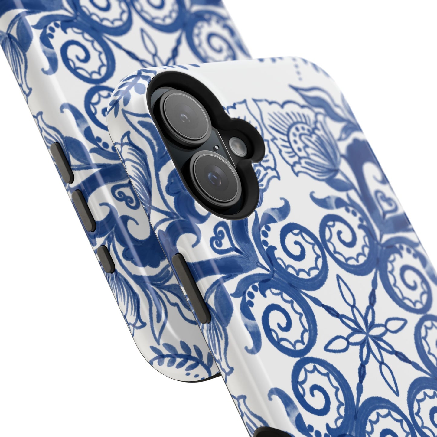 Blue Vintage Floral Impact-Resistant Phone Case