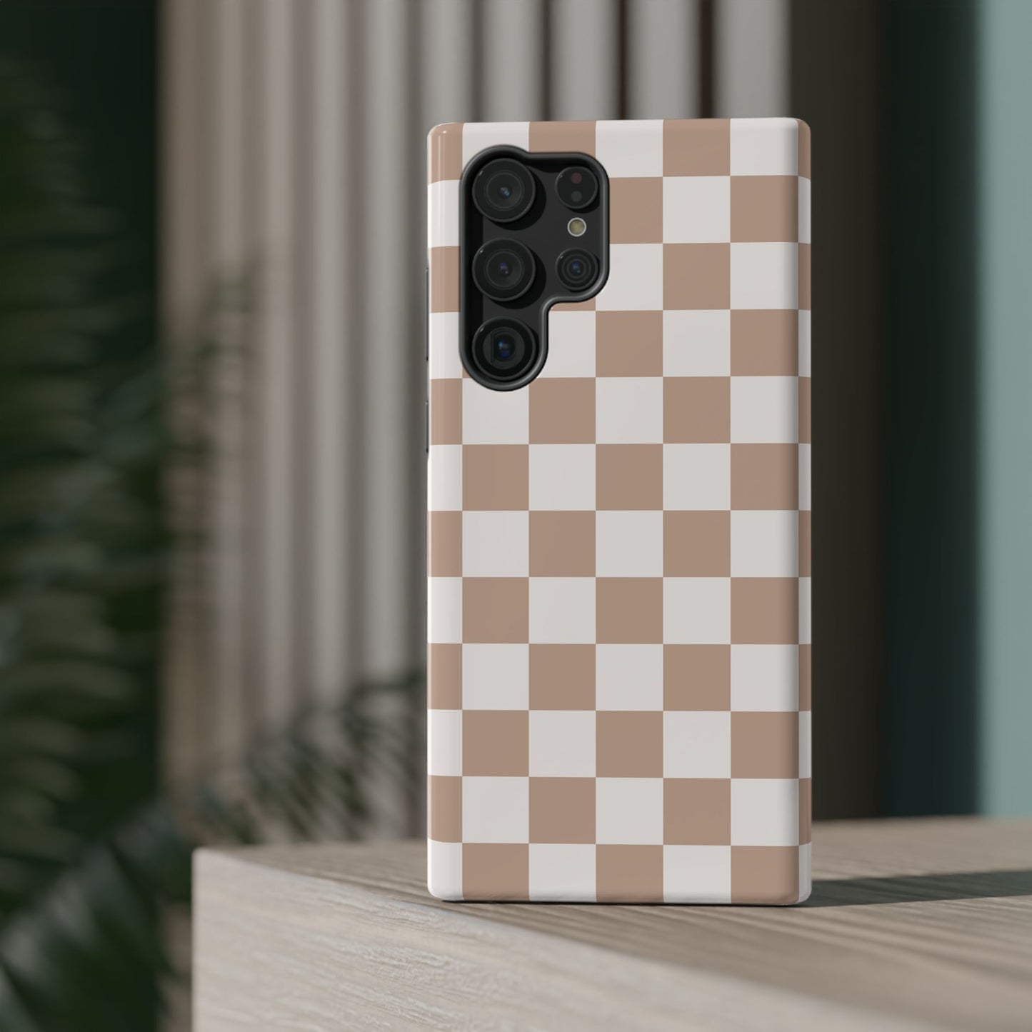 Neutral Checkered Impact-Resistant Phone Case