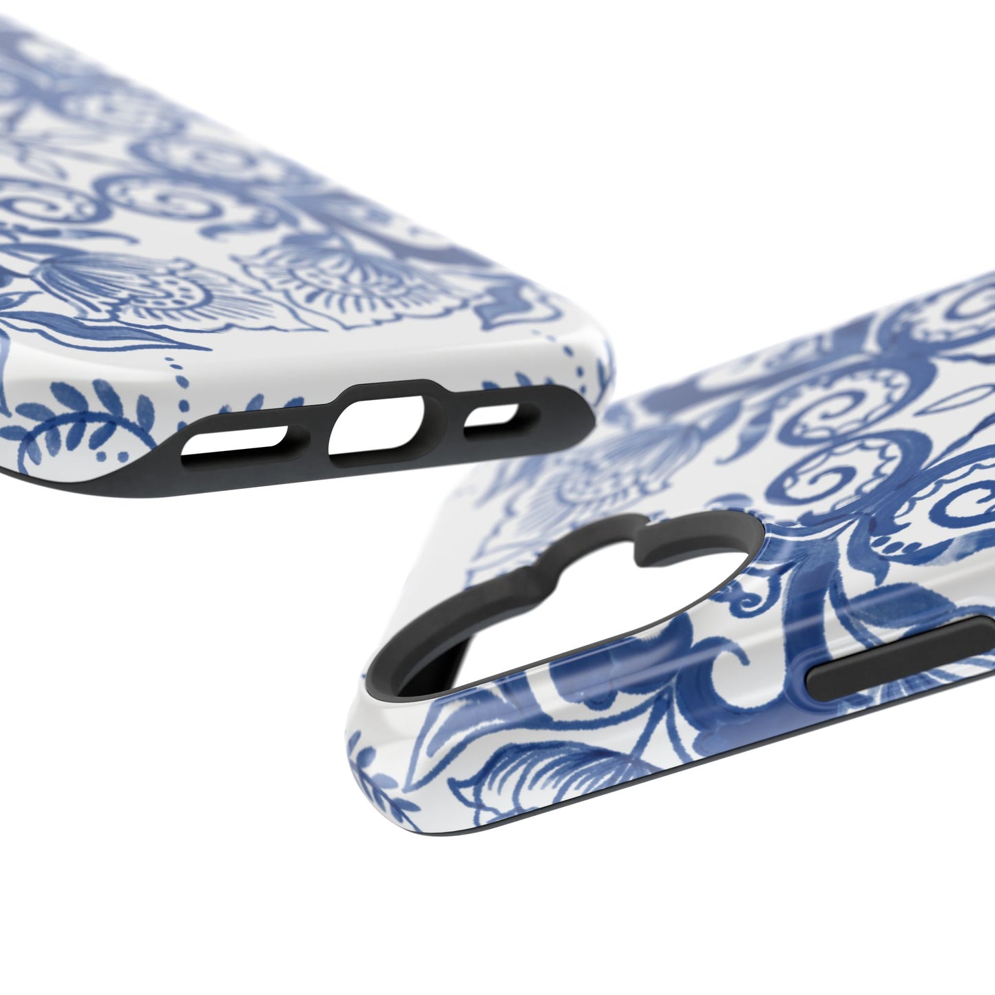 Blue Vintage Floral Impact-Resistant Phone Case