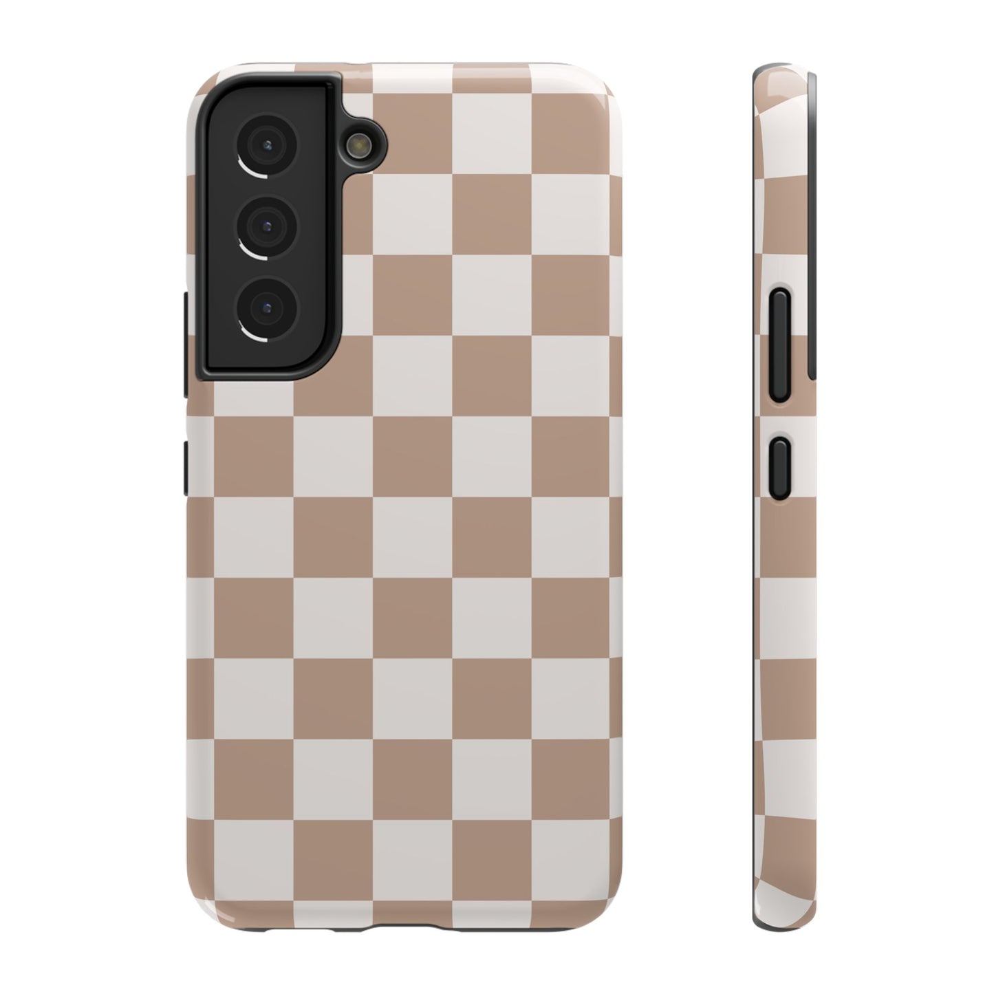 Neutral Checkered Impact-Resistant Phone Case