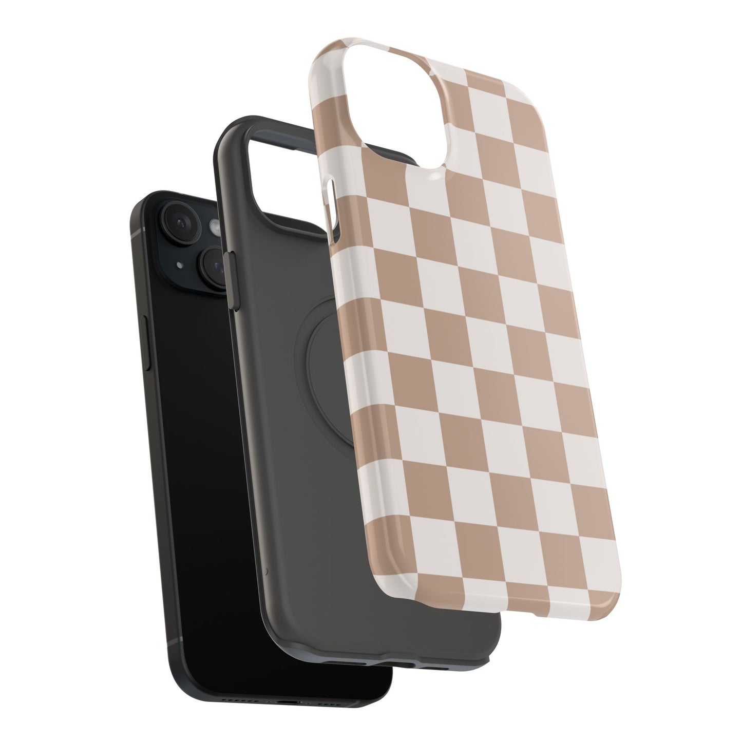 Neutral Checkered Impact-Resistant Phone Case