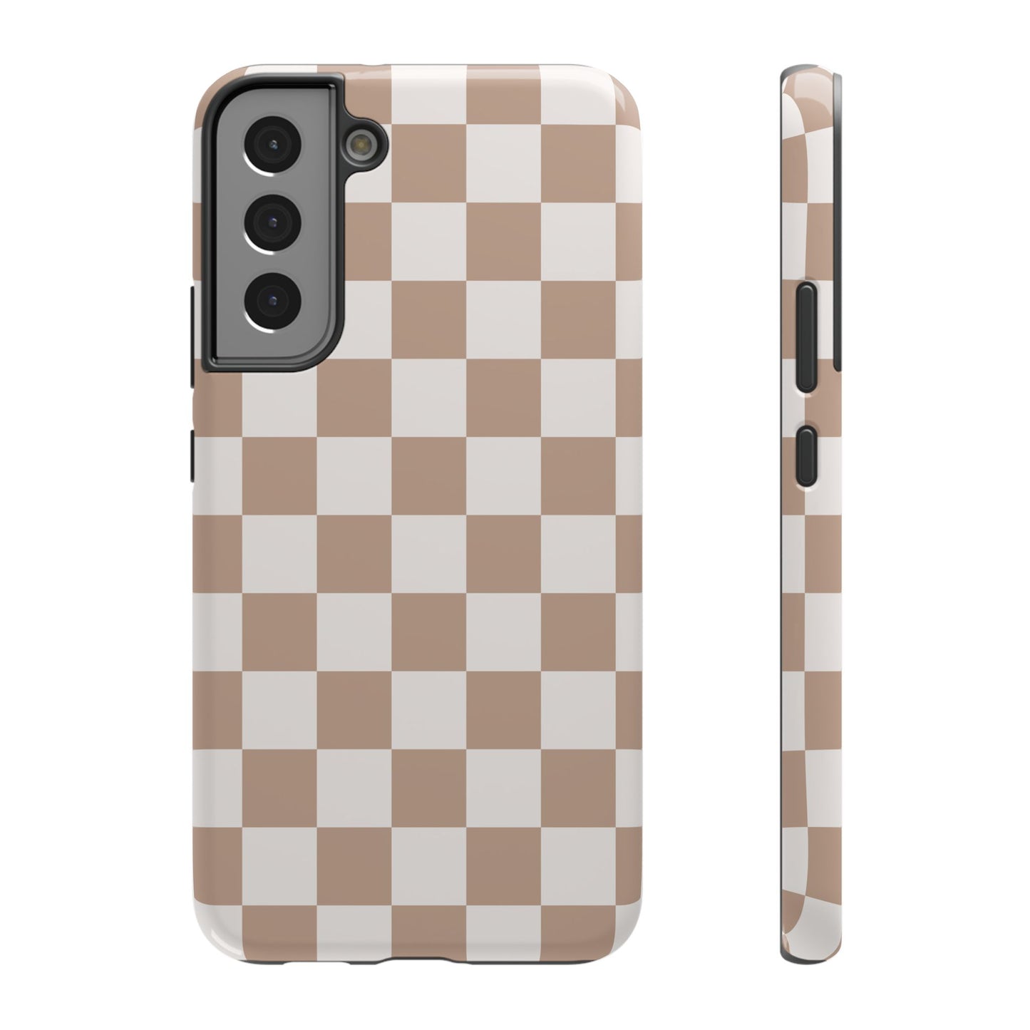 Neutral Checkered Impact-Resistant Phone Case