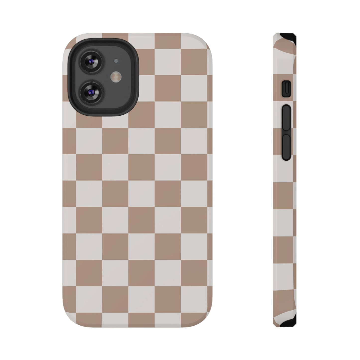 Neutral Checkered Impact-Resistant Phone Case