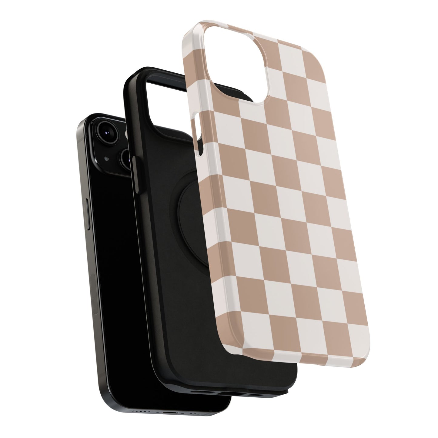 Neutral Checkered Impact-Resistant Phone Case
