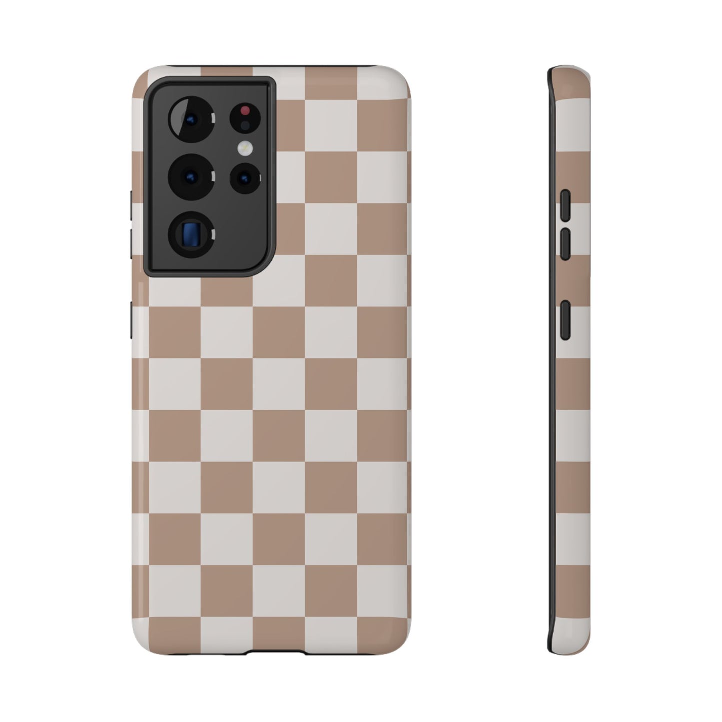 Neutral Checkered Impact-Resistant Phone Case