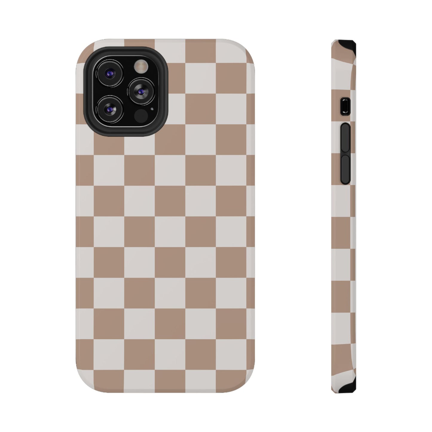 Neutral Checkered Impact-Resistant Phone Case