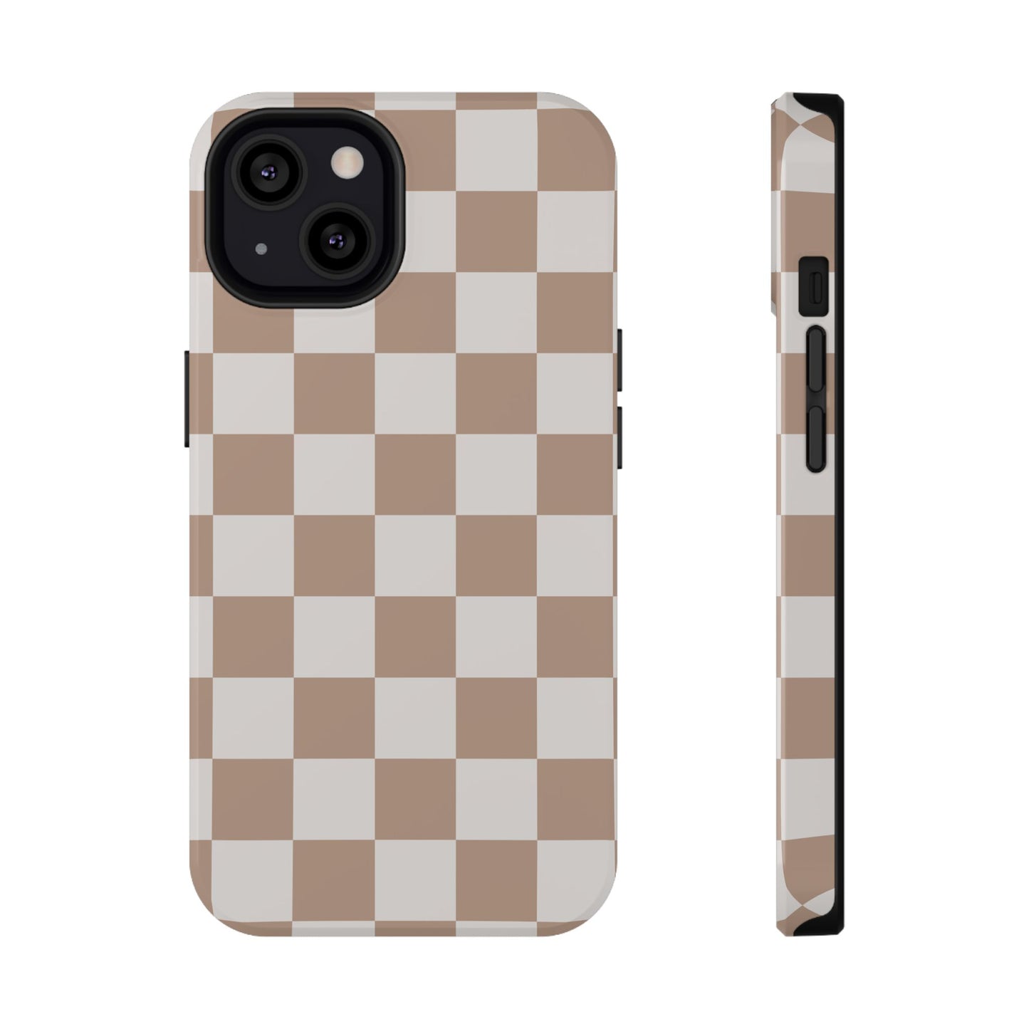 Neutral Checkered Impact-Resistant Phone Case
