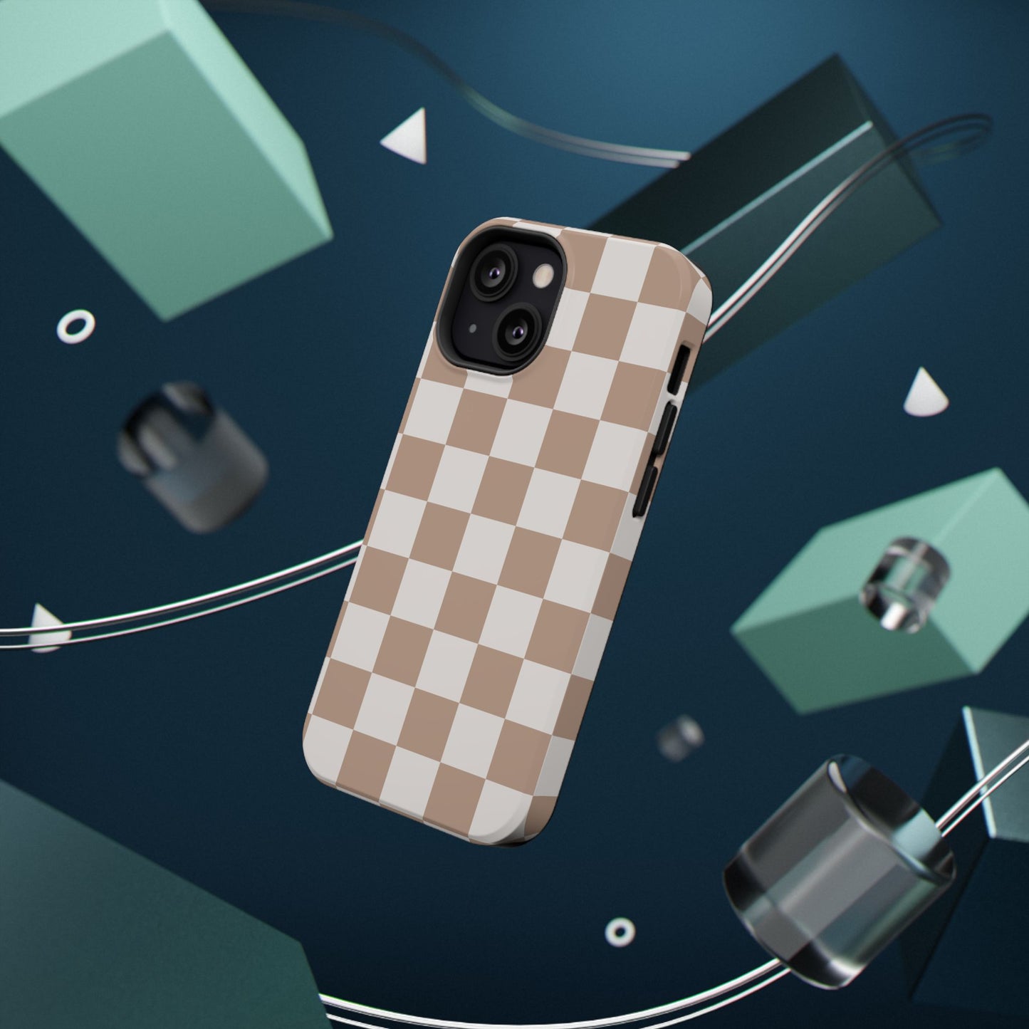 Neutral Checkered Impact-Resistant Phone Case