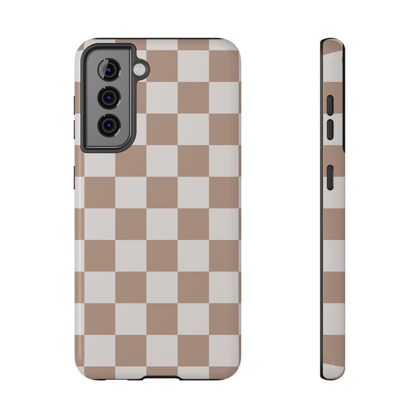 Neutral Checkered Impact-Resistant Phone Case