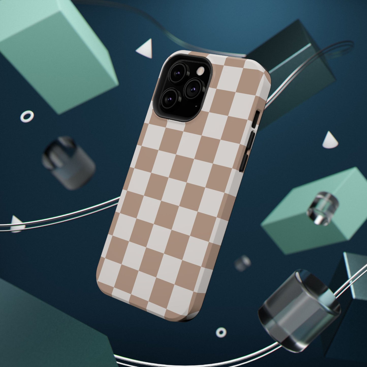 Neutral Checkered Impact-Resistant Phone Case