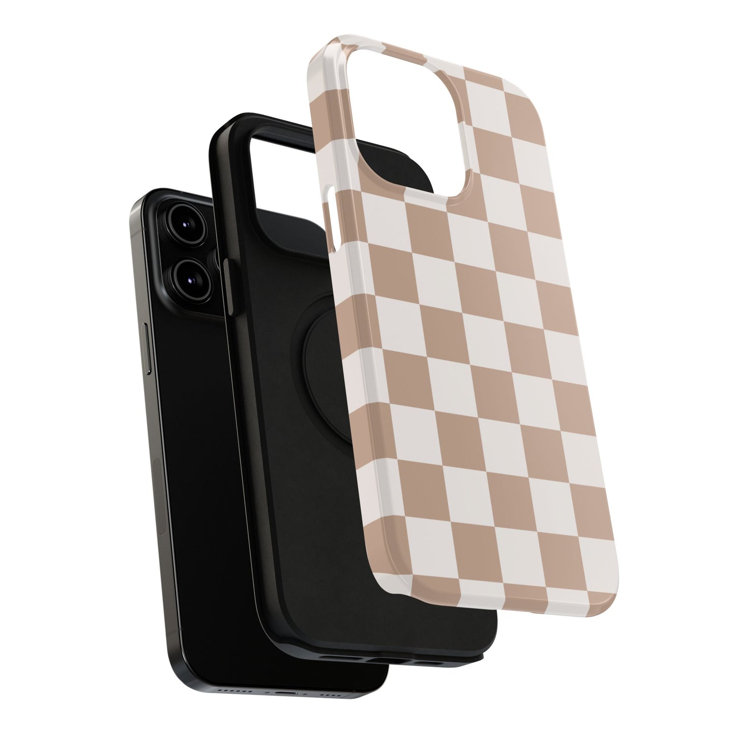 Neutral Checkered Impact-Resistant Phone Case