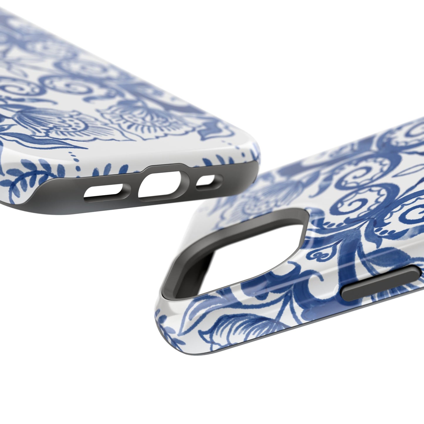 Blue Vintage Floral Impact-Resistant Phone Case