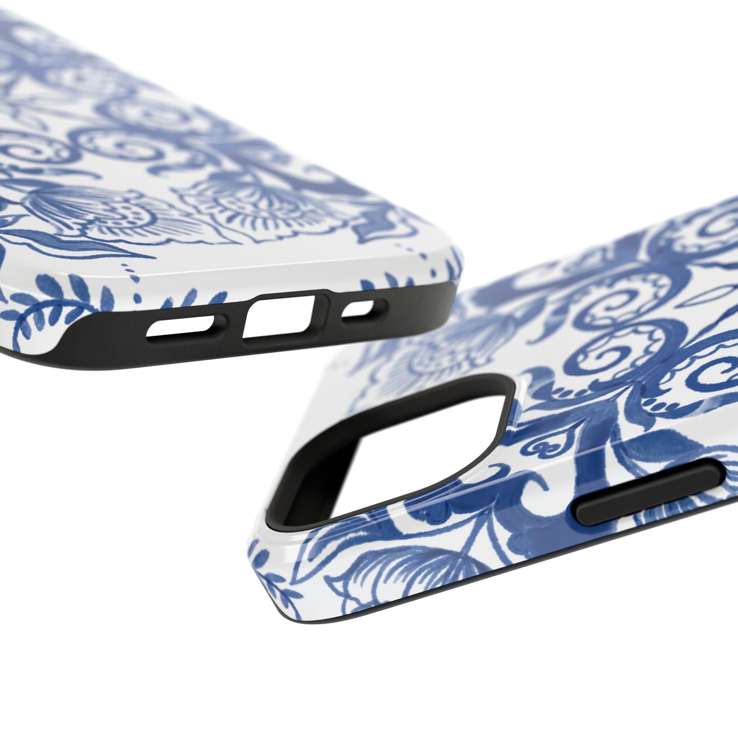 Blue Vintage Floral Impact-Resistant Phone Case