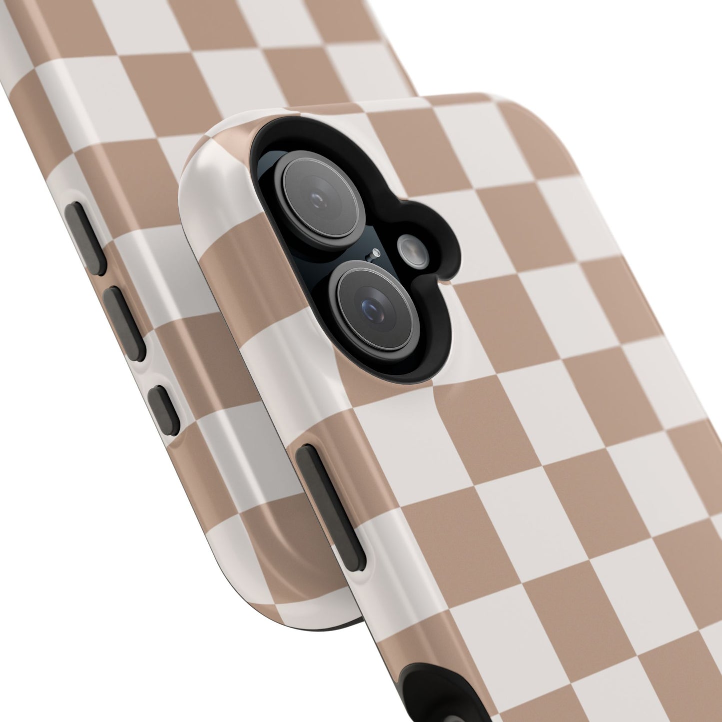 Neutral Checkered Impact-Resistant Phone Case