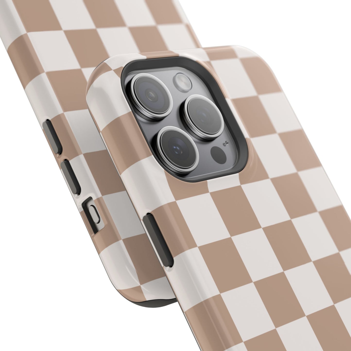 Neutral Checkered Impact-Resistant Phone Case