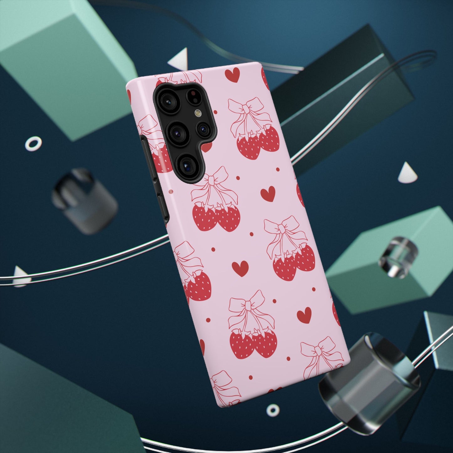 Strawberry Bow Impact-Resistant Phone Case