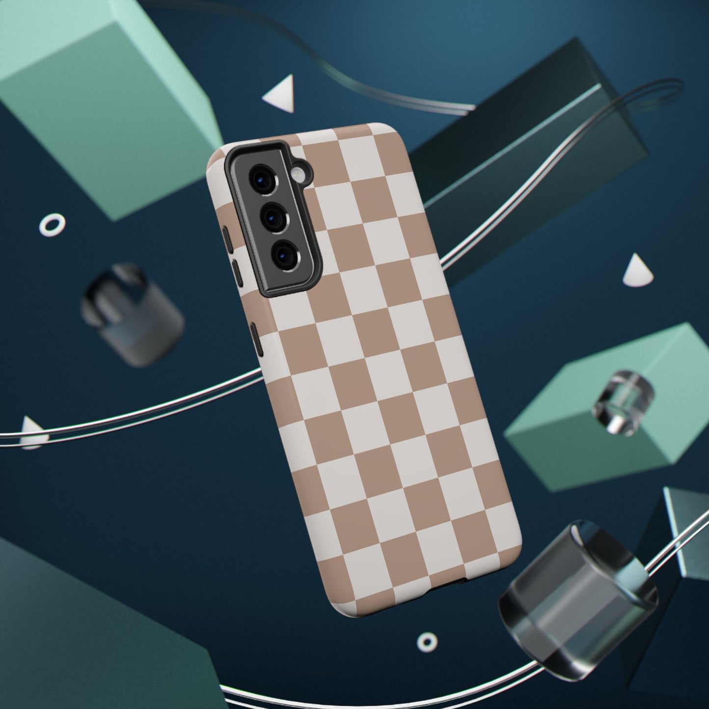 Neutral Checkered Impact-Resistant Phone Case