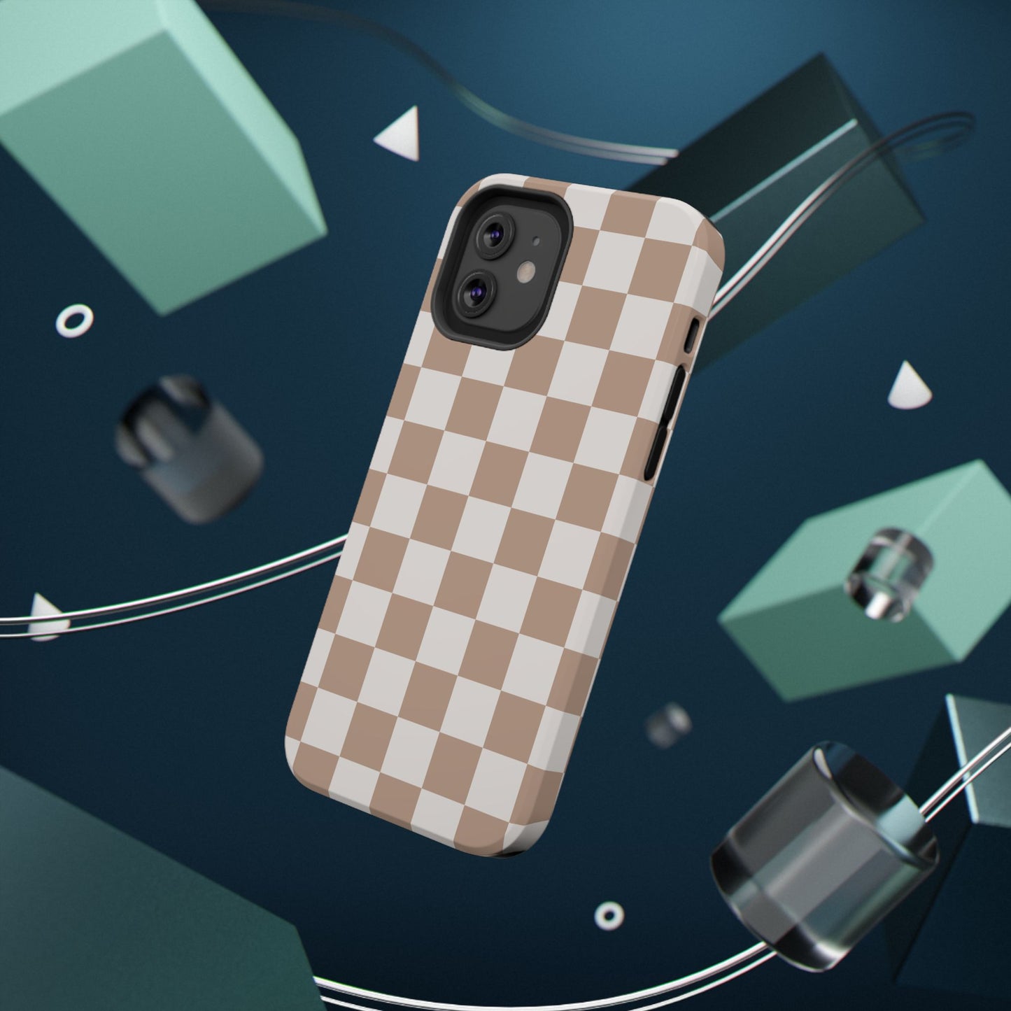 Neutral Checkered Impact-Resistant Phone Case