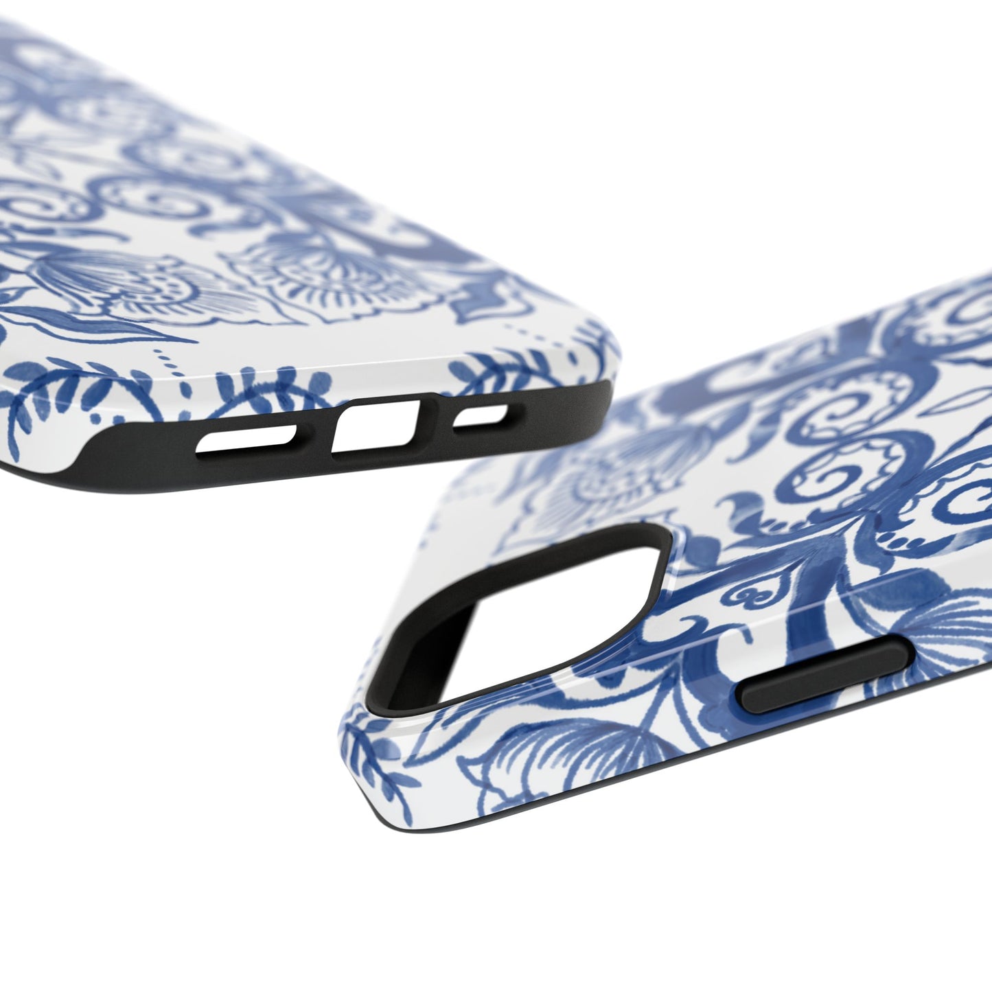 Blue Vintage Floral Impact-Resistant Phone Case