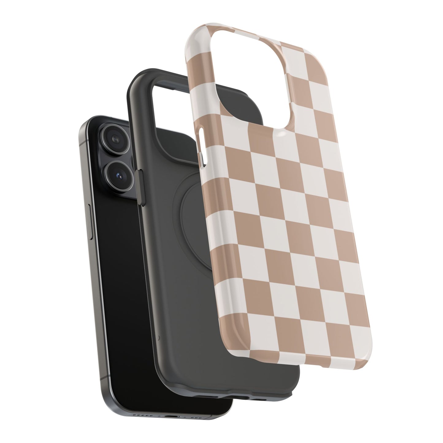 Neutral Checkered Impact-Resistant Phone Case