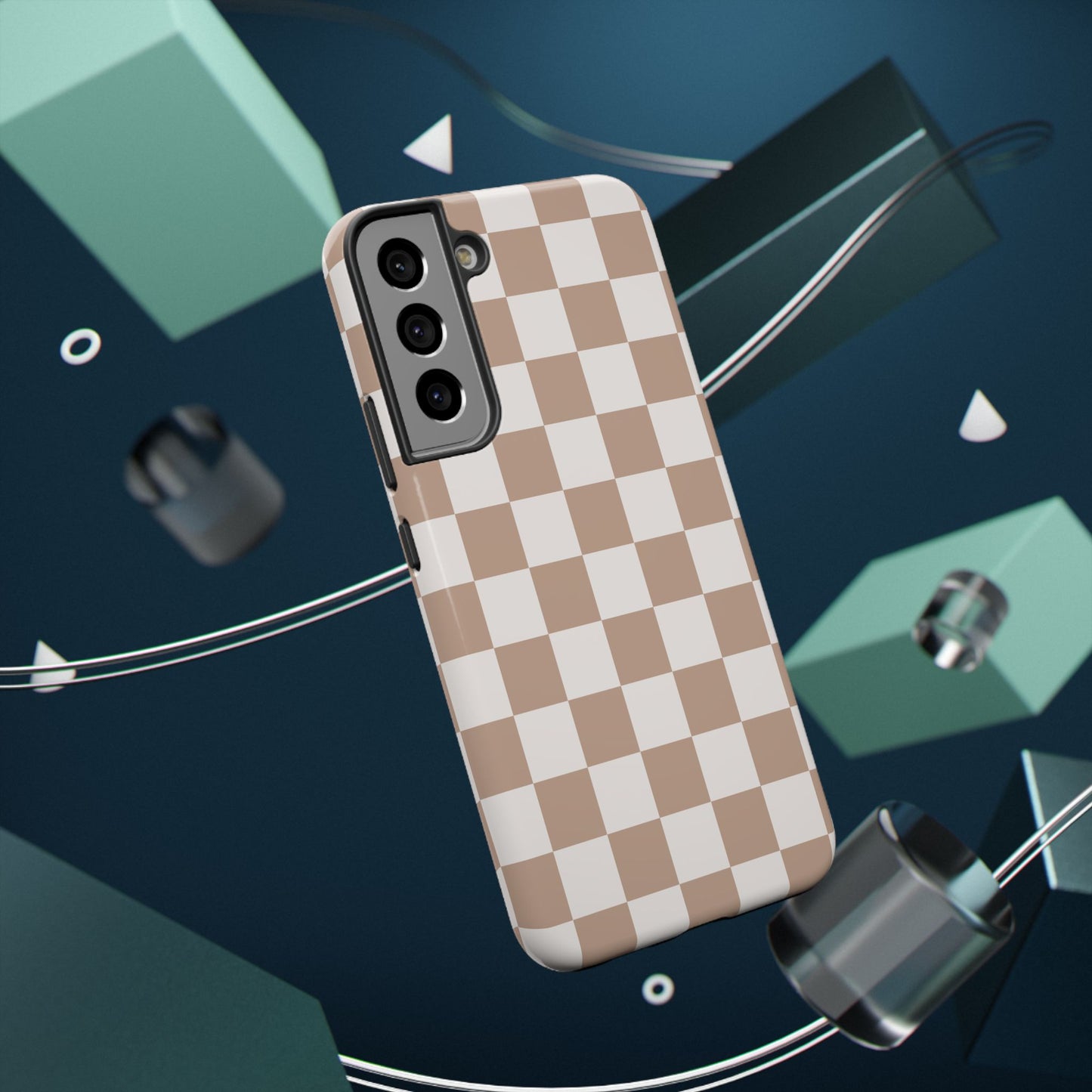 Neutral Checkered Impact-Resistant Phone Case