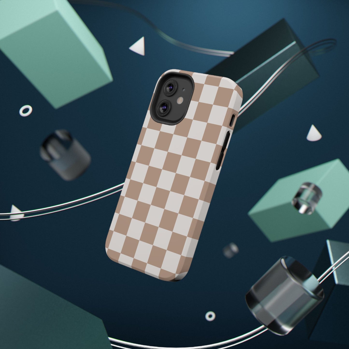 Neutral Checkered Impact-Resistant Phone Case