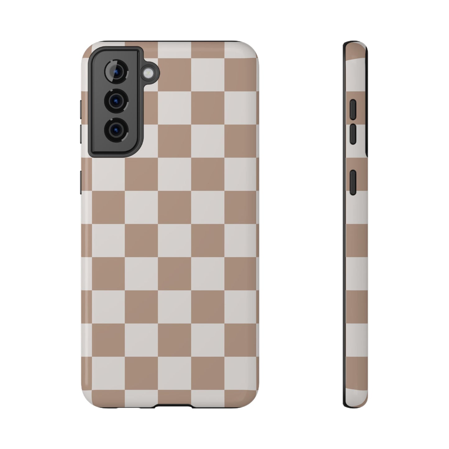 Neutral Checkered Impact-Resistant Phone Case