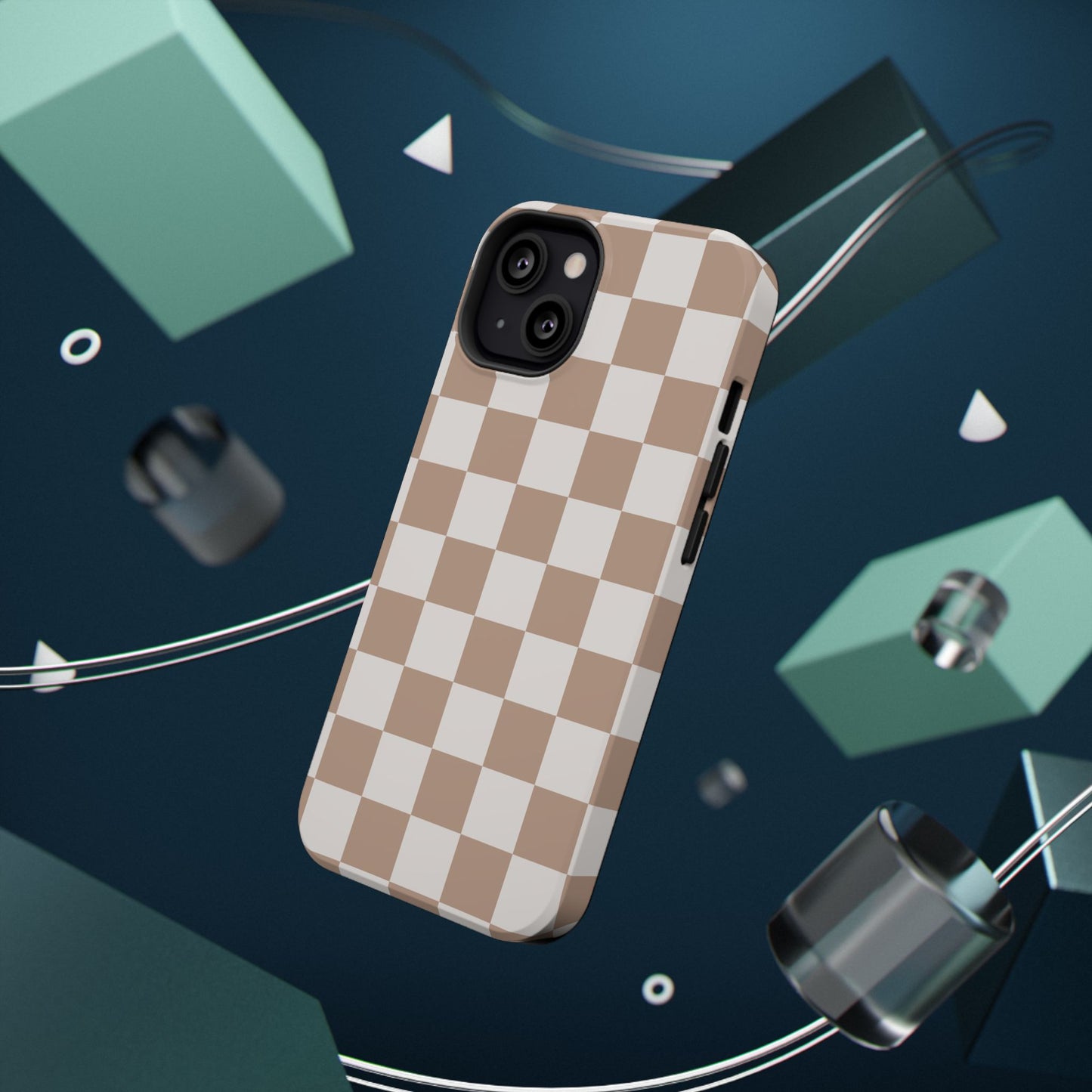 Neutral Checkered Impact-Resistant Phone Case