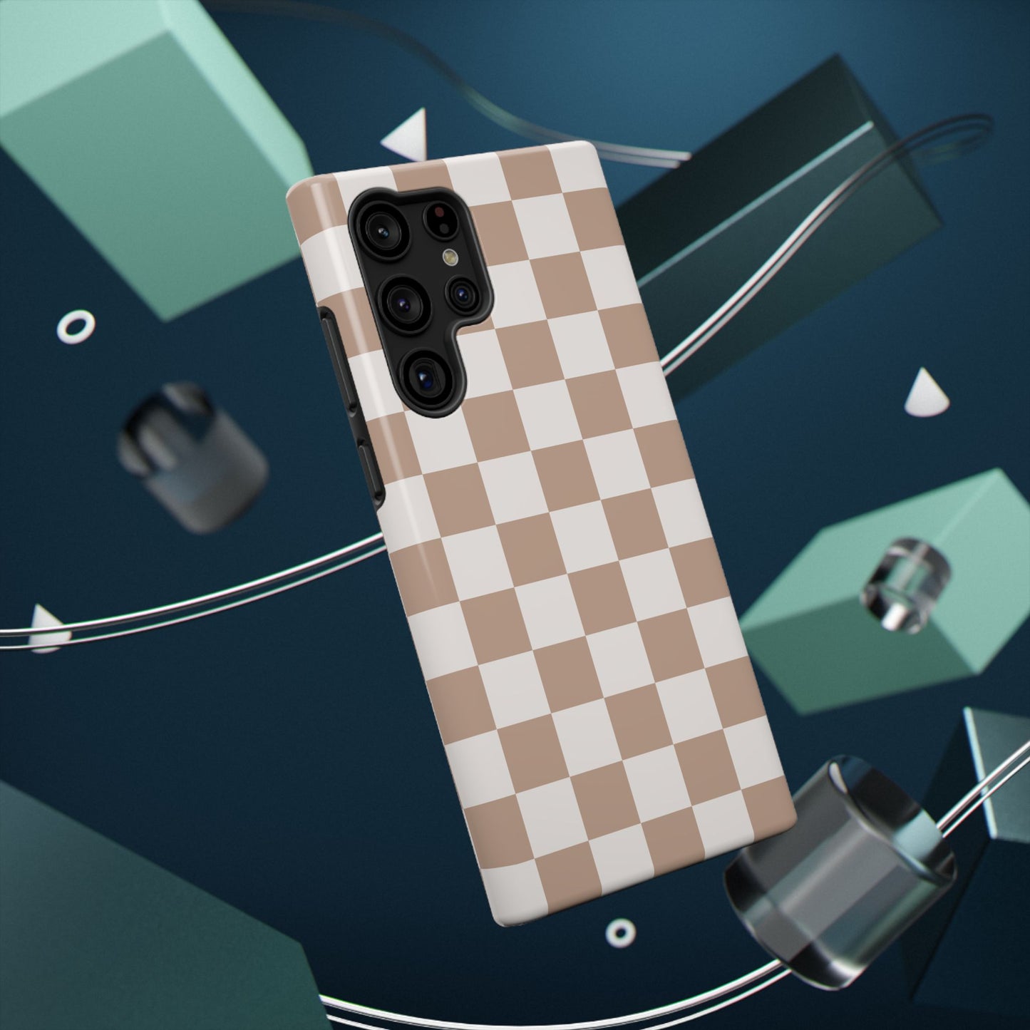 Neutral Checkered Impact-Resistant Phone Case