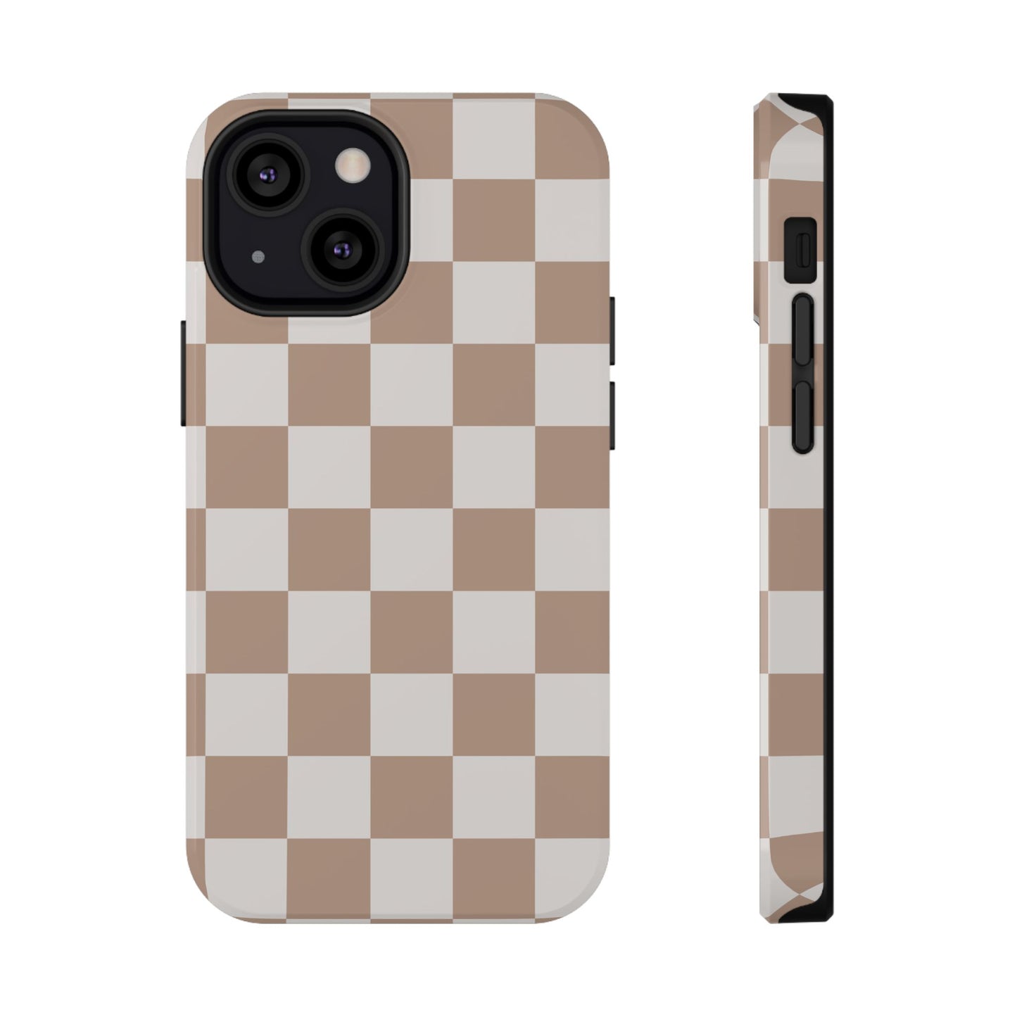 Neutral Checkered Impact-Resistant Phone Case