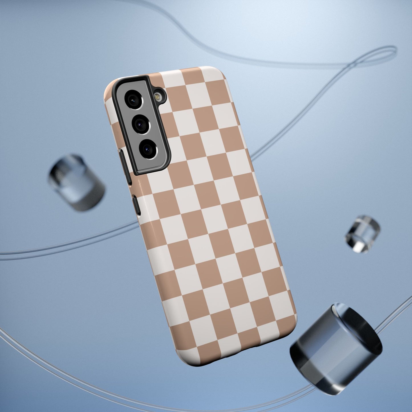 Neutral Checkered Impact-Resistant Phone Case