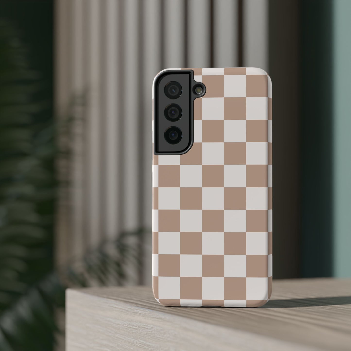 Neutral Checkered Impact-Resistant Phone Case