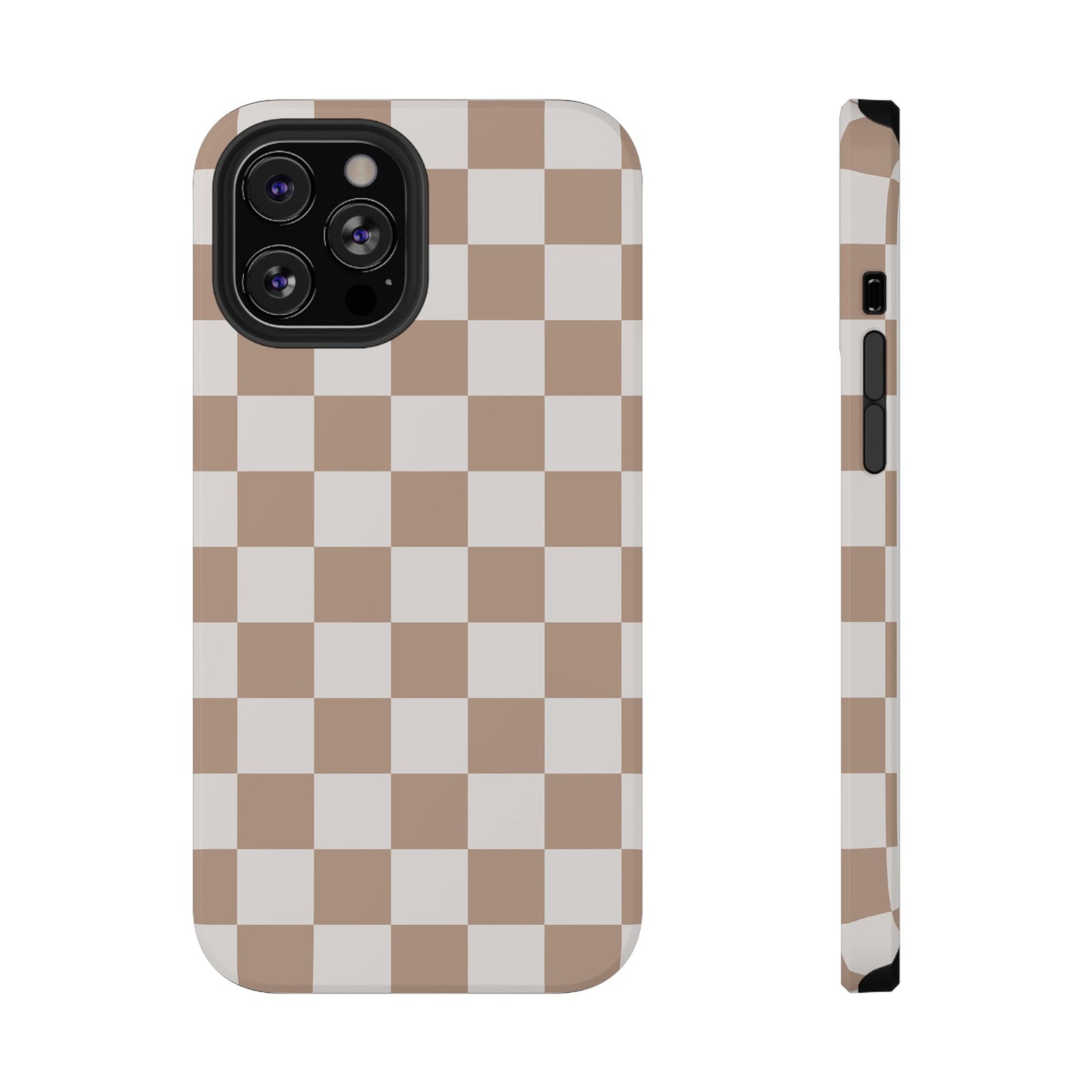 Neutral Checkered Impact-Resistant Phone Case