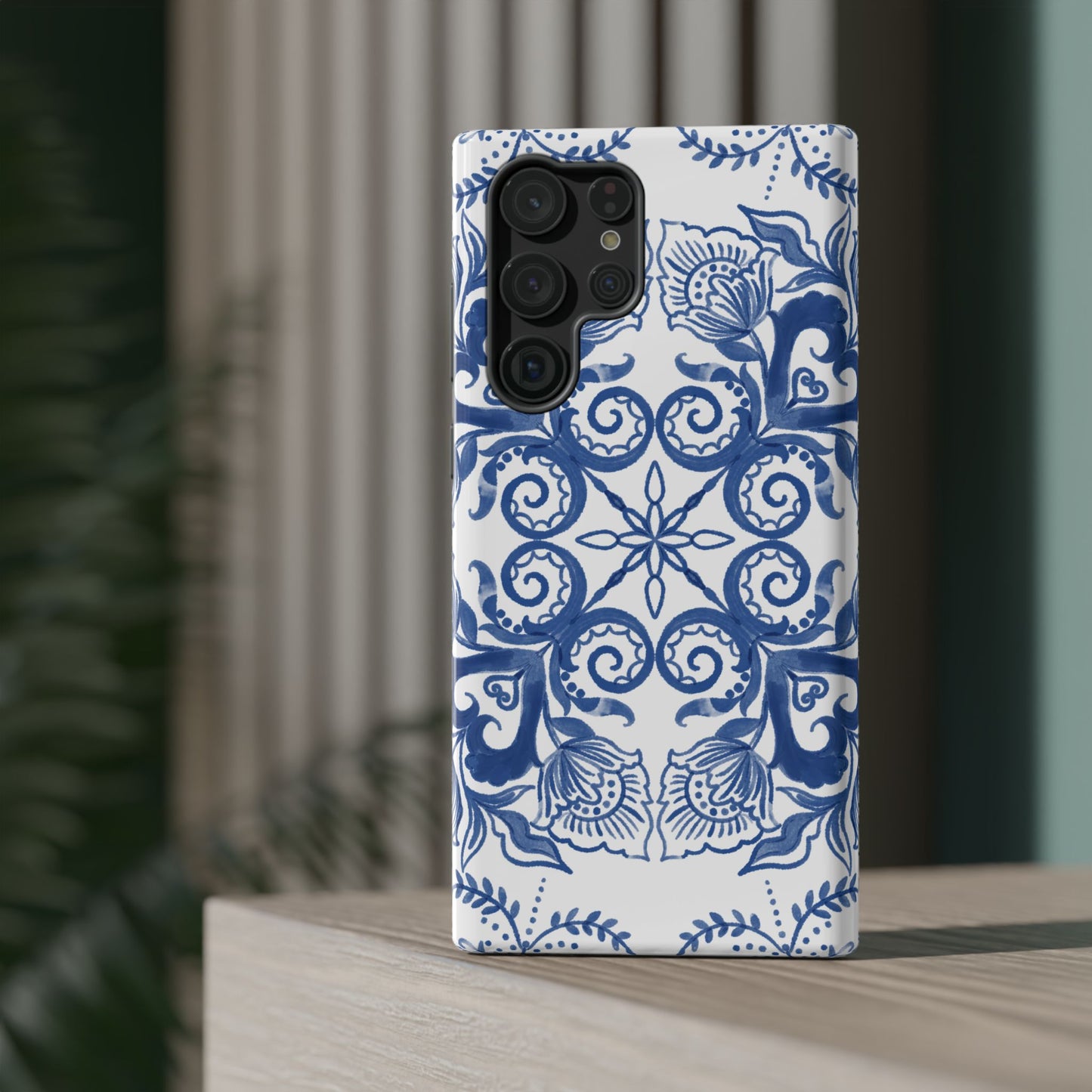 Blue Vintage Floral Impact-Resistant Phone Case