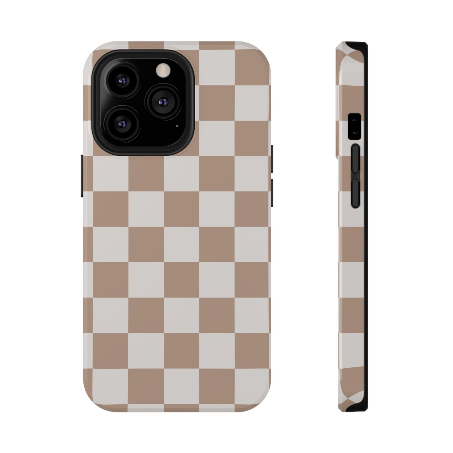 Neutral Checkered Impact-Resistant Phone Case
