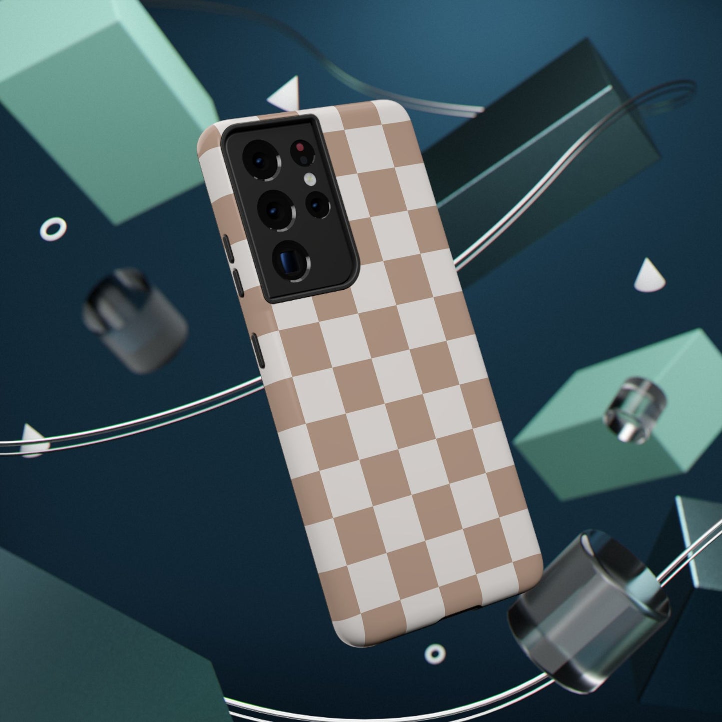 Neutral Checkered Impact-Resistant Phone Case
