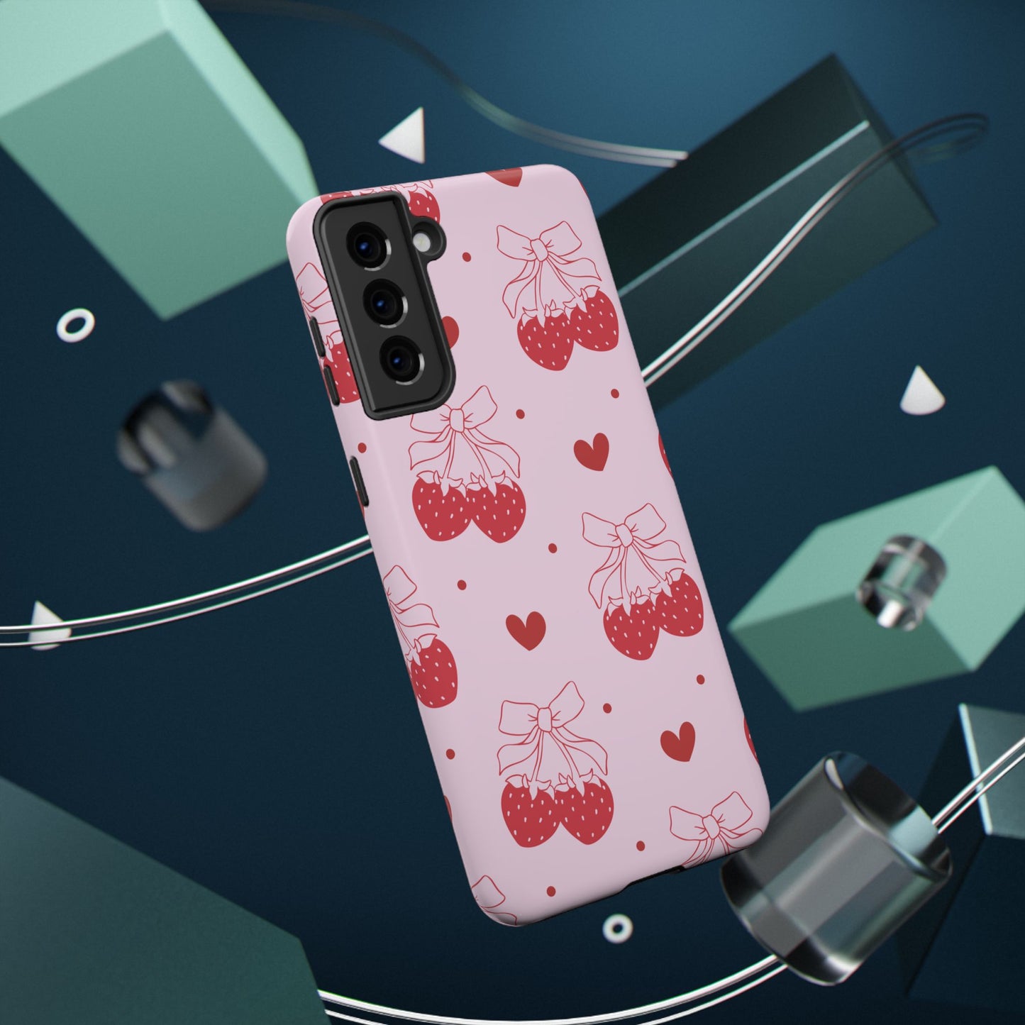 Strawberry Bow Impact-Resistant Phone Case