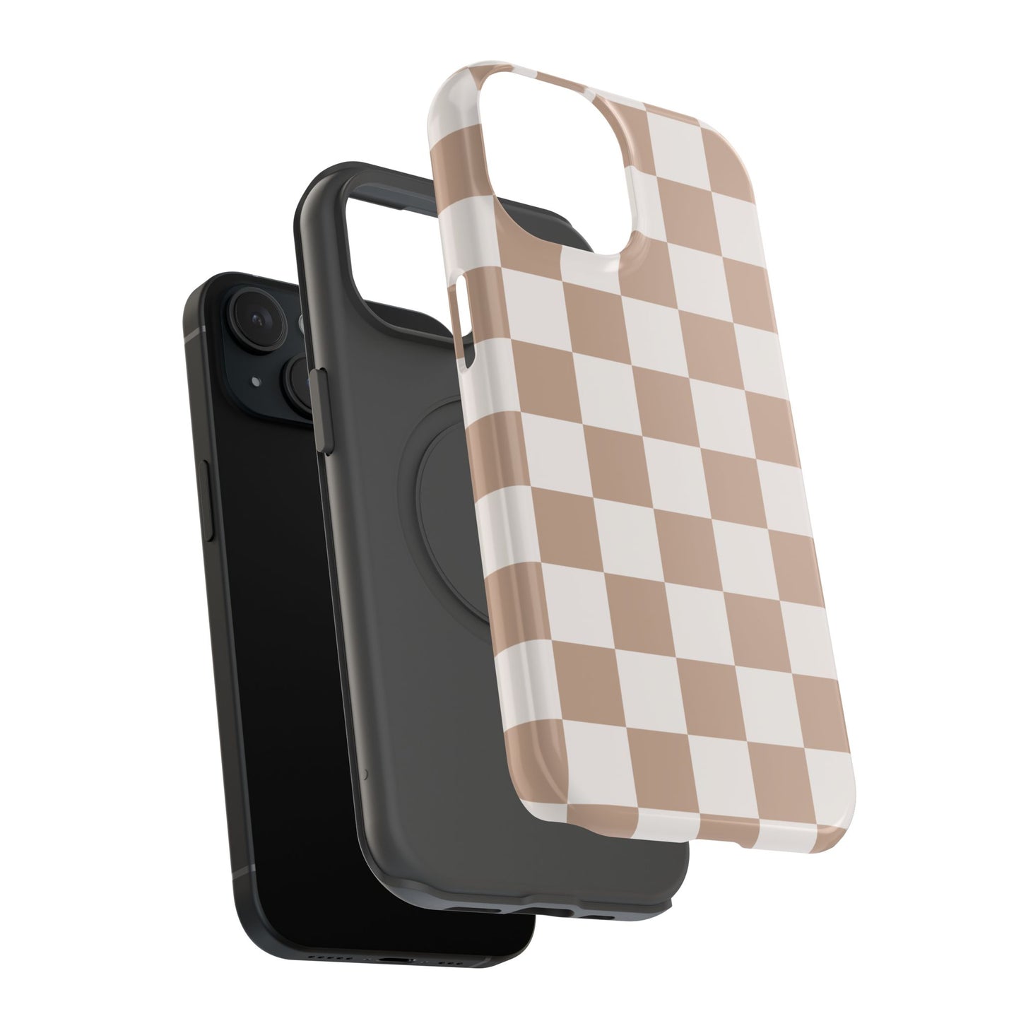 Neutral Checkered Impact-Resistant Phone Case