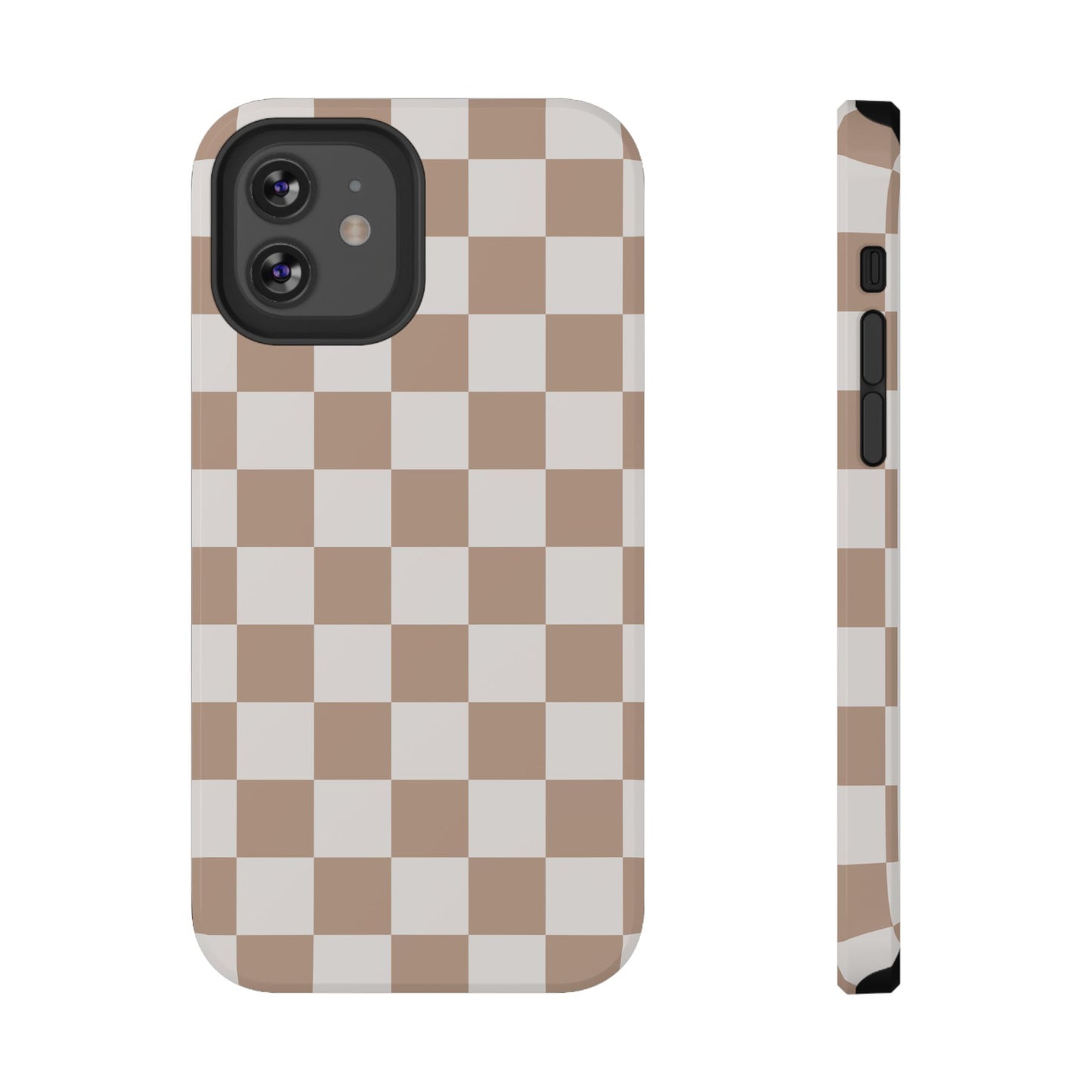 Neutral Checkered Impact-Resistant Phone Case