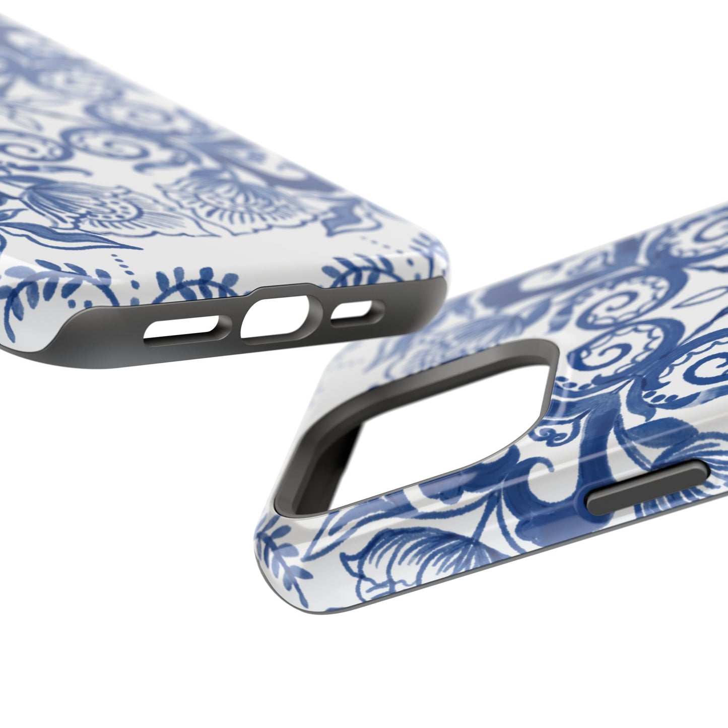 Blue Vintage Floral Impact-Resistant Phone Case